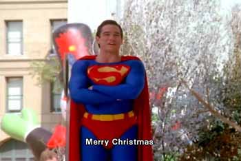 Superman tells children: Merry Christmas