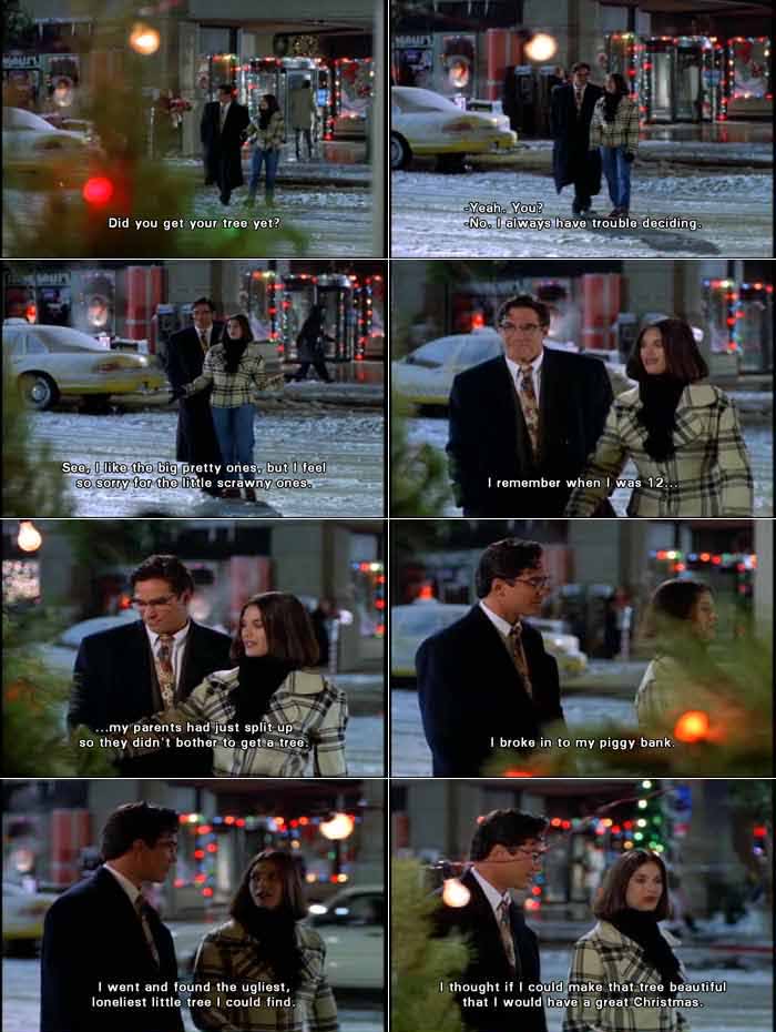Lois Lane tells Clark Kent about getting a Christmas tree as a child
