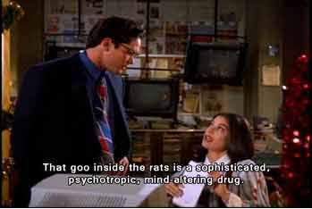 Lois and Clark discover that the Toyman's space rat toy delivers a powerful, mood-altering psychotropic drug