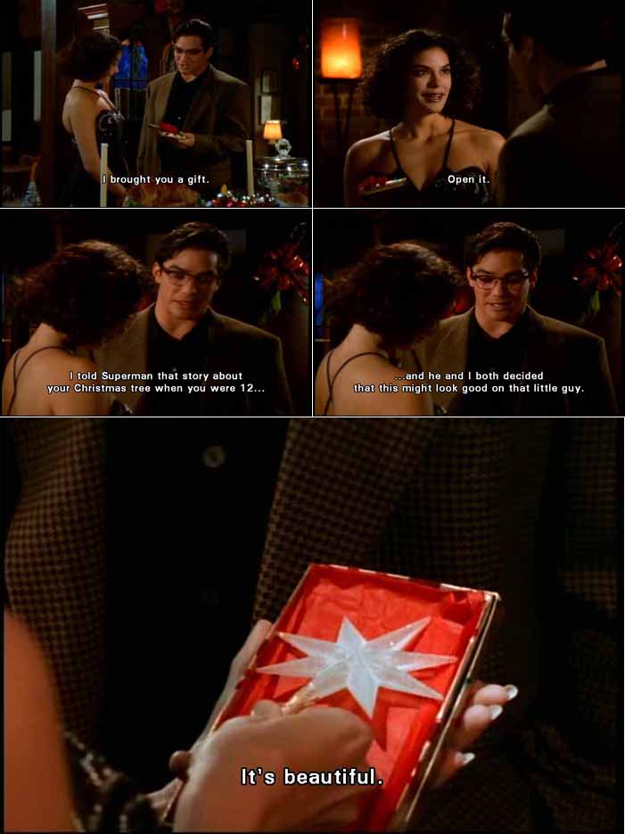 Clark Kent fives Lois Lane a beautiful Star of Bethlehem Christmas tree star for her Christmas tree