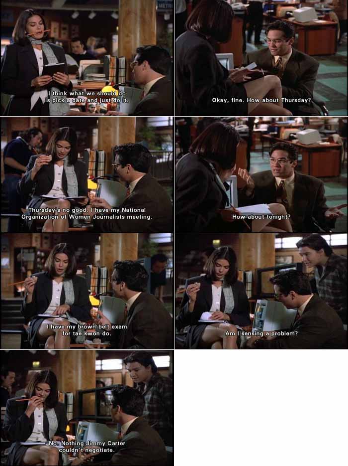 Lois Lane and Clark Kent try to schedule a date, but Lois has tae kwon do and a National Organization of Women Journalists meeting