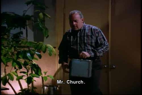Gene Newtrich enters the office of this episode's other main villain: Bill Church Jr., the head of Intergang