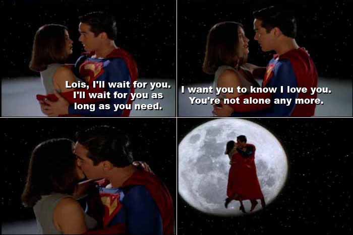 Reconciled, Clark and Lois share a romantic moment