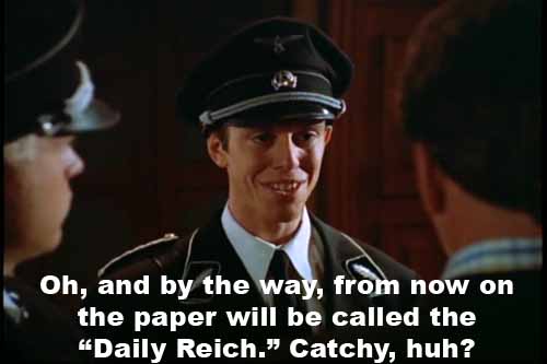 Nazi officer Skip wants to rename the Daily Planet, calling it 'The Daily Reich'