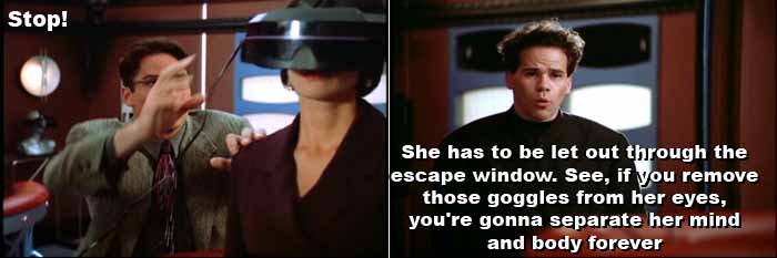 Jaxon Xavier tells Clark Kent that if he removes the virtual reality goggles from Lois Lane, her mind and body could be separated forever