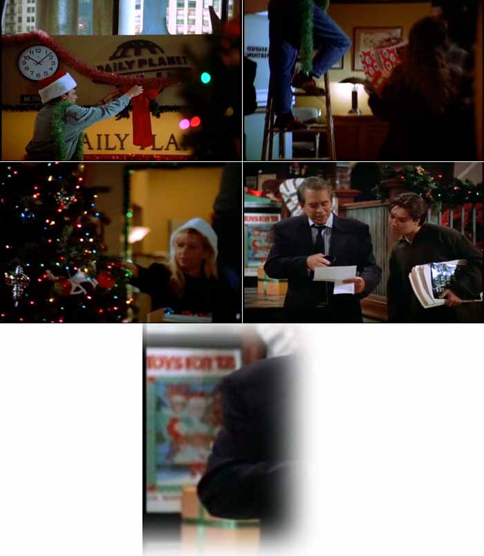 The Daily Planet offices are decorated for Christmas