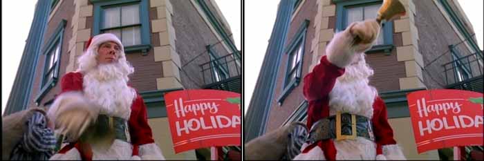 A street Santa solicits donations at Christmas time