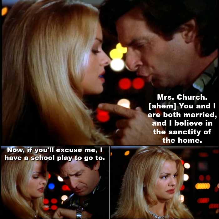 Assassin Joey Bermuda strongly believes in the sanctity of marriage; he rejects beautiful Mindy Church's amorous advances and leaves to attend his daughter's school play