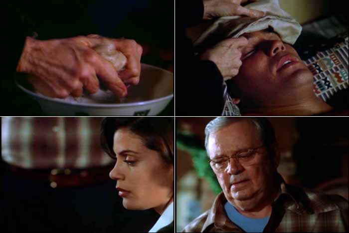 Superman's mother, Martha Kent, cares for her feverish son while the hero's loved ones worry about him