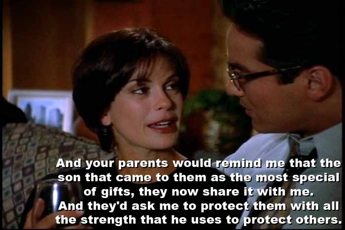 Clark Kent, a 'special gift' from the Heavens: Lois Lane and Clark Kent discuss the toasts their parents would have proposed at their pre-wedding dinner