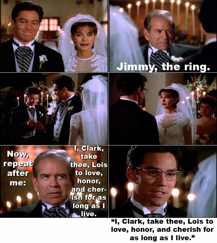 Perry White continues the wedding ceremony to marry Lois and Clark