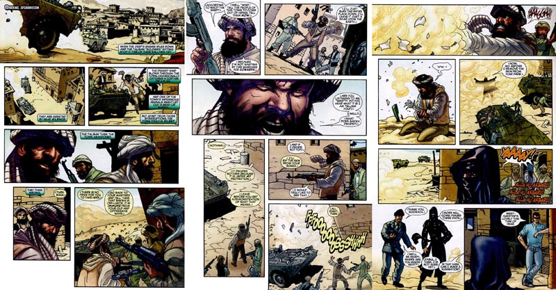 Radical Muslim soldiers of the Taliban attack a village in Afghanistan, but are rebuffed by the Muslim super-hero known as Dust.