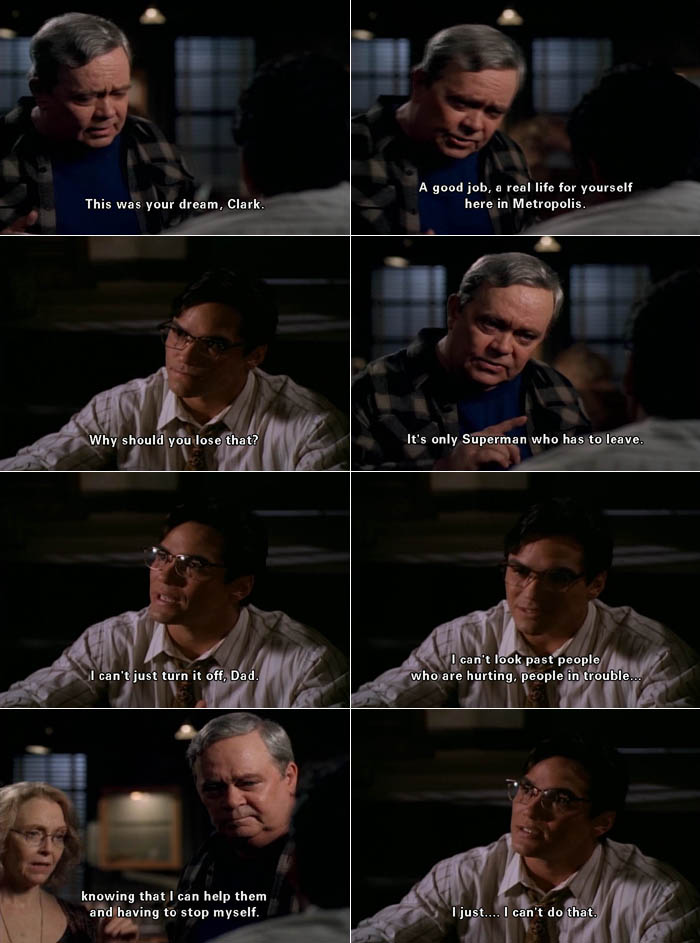 Clark Kent tells his father he can't refrain from helping people