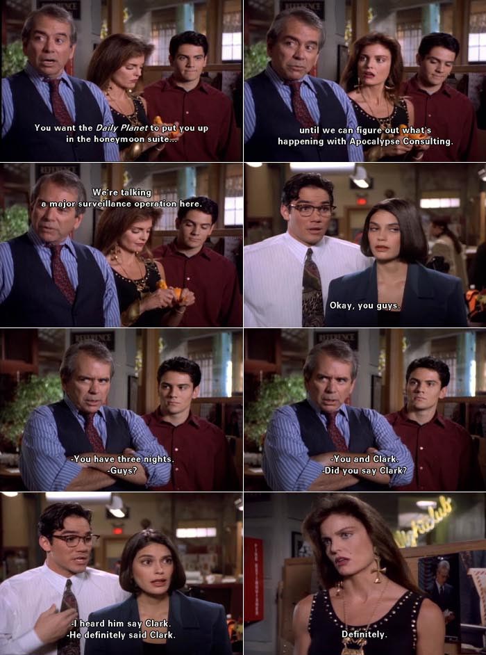 Cat Grant covets Lois Lane's chance to do surveillance with Clark Kent in a honeymoon suite