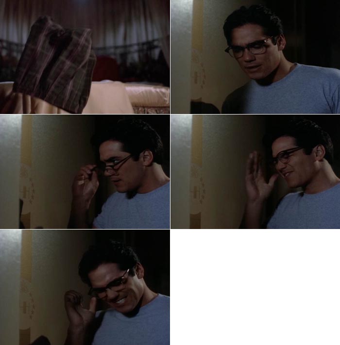 Clark Kent resists temptation to use X-ray vision to look at Lois Lane in her nightgown