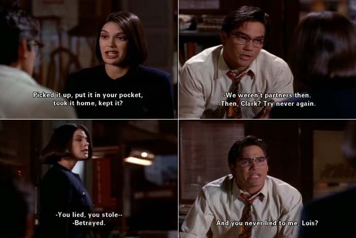 Lois Lane accuses Clark Kent of lying