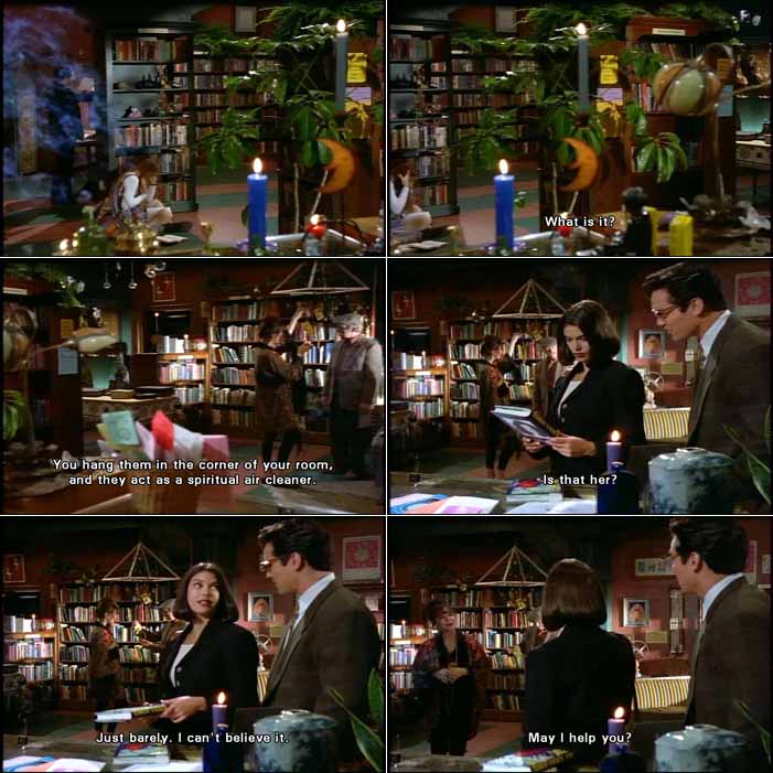 In the New Age religious bookstore of Molly Flynn (Lois Lane's best friend from college), Molly shows a customer spiritual healing crystals