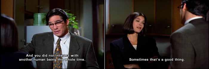 Lois Lane and Clark Kent discuss the importance of human contact