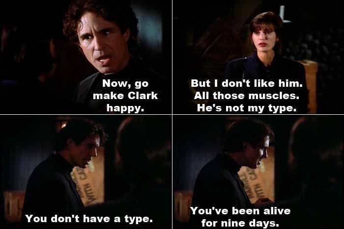 The Lois Lane clone claims Clark Kent isn't her type, a statement which angers Lex Luthor, who points out she has only been alive for 9 days