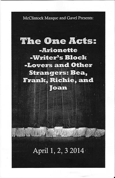 page 1 of program where Writer's Block debuted